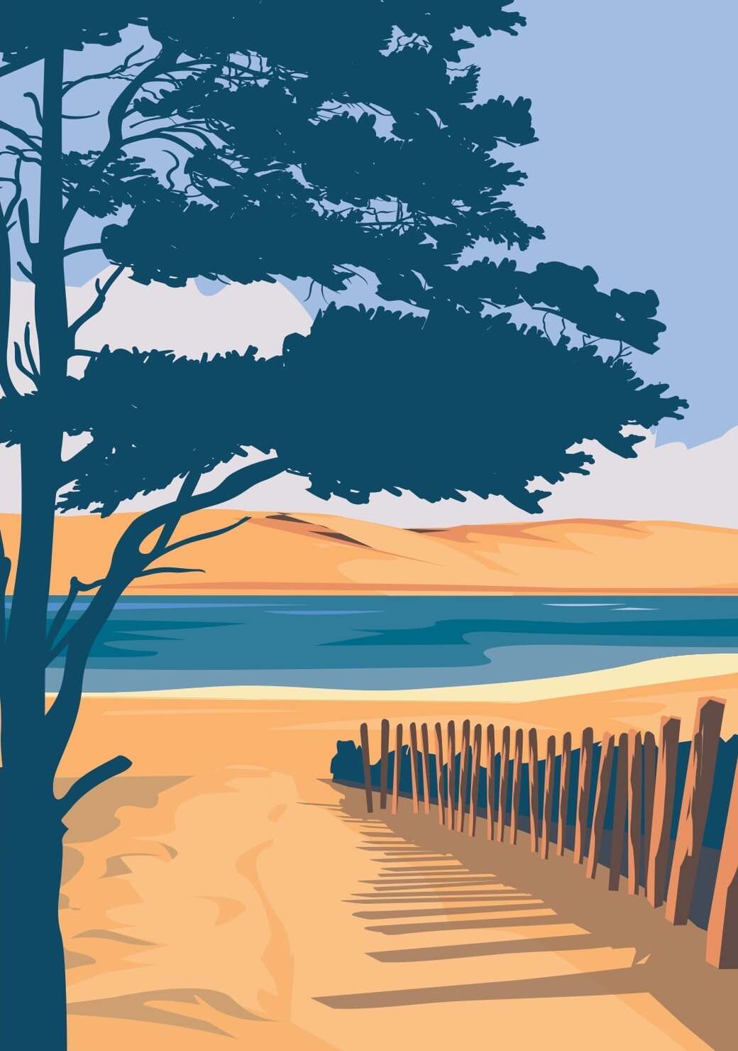 Affiche vue sur la plage du Bassin d'Arcachon, Gironde